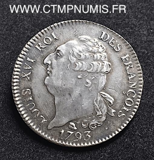 ,SIX,LIVRES,ARGENT,1793,TOULOUSE,LOUIS,XVI,