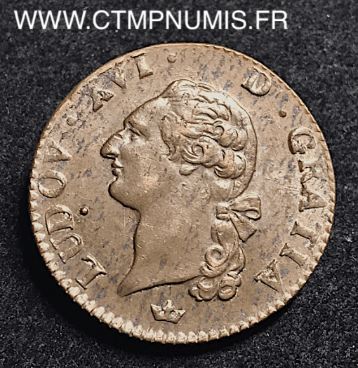 LOUIS XVI SOL EN BRONZE 1791 M TOULOUSE SUP+