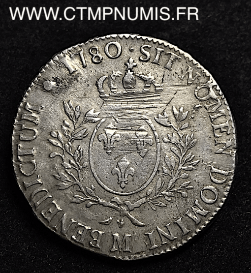 LOUIS XVI ECU ARGENT  1780 M TOULOUSE