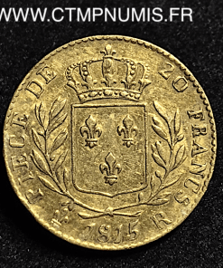20 FRANCS OR OR LOUIS XVIII 1815 R LONDRES