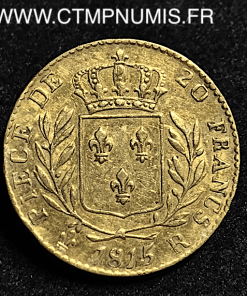 20 FRANCS OR OR LOUIS XVIII  1815 R LONDRES