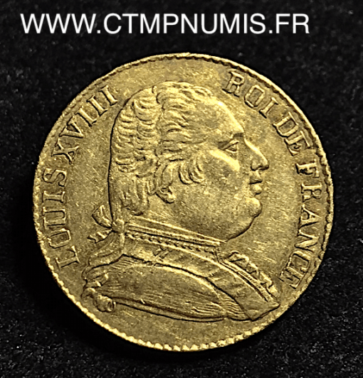 20 FRANCS OR OR LOUIS XVIII  1815 R LONDRES