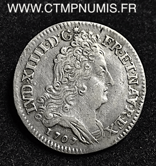 LOUIS XIV 10 SOLS AUX INSIGNES 1707 A PARIS