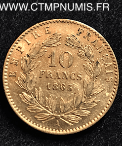 10 FRANCS OR NAPOLEON III TETE LAUREE 1865 A
