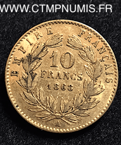 10 FRANCS OR NAPOLEON III TETE LAUREE 1868 A