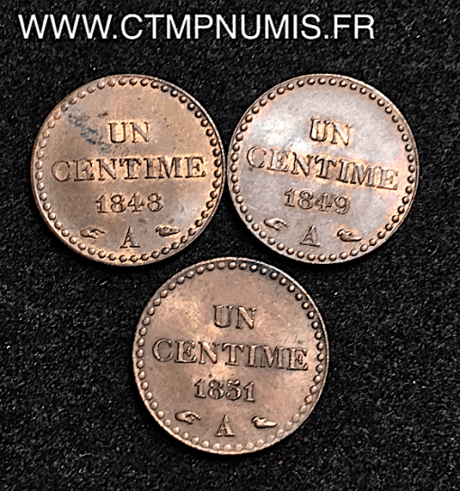 UN CENTIME DUPRE II° REPUBLIQUE 1848,49,51