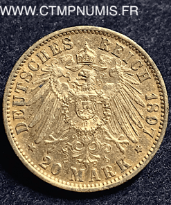 ALLEMAGNE WURTTEMBERG 20 MARK OR 1897