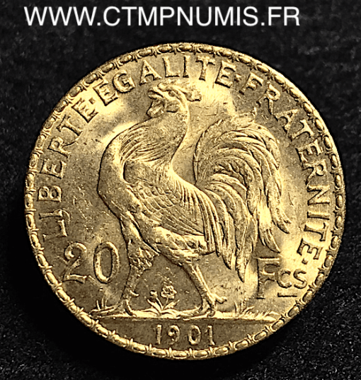 20 FRANCS OR COQ 1901 SUP