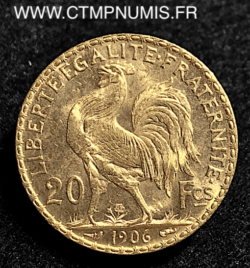 20 FRANCS OR COQ 1906 SUP