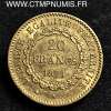 20 FRANCS OR GENIE III° REPUBLIQUE 1871 A PARIS