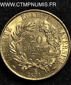 20 FRANCS OR CERES II° REPUBLIQUE 1851 A PARIS 