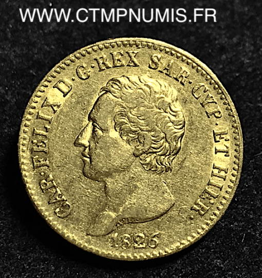 ITALIE  20 LIRE OR CHARLES FELIX 1826 TURIN