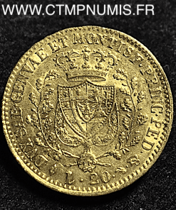 ITALIE 20 LIRE OR CHARLES FELIX 1826 TURIN