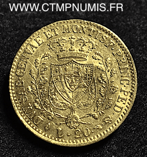 ITALIE  20 LIRE OR CHARLES FELIX 1826 TURIN