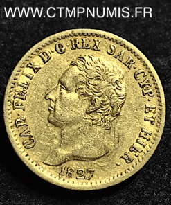 ITALIE 20 LIRE OR CHARLES FELIX 1827 TURIN