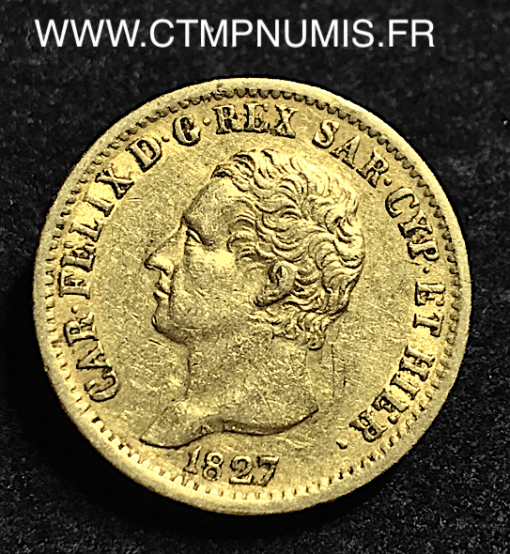 ITALIE 20 LIRE OR CHARLES FELIX 1827 TURIN