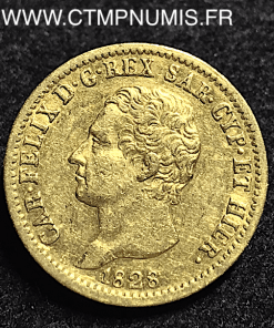 ITALIE 20 LIRE OR CHARLES FELIX 1828 TURIN