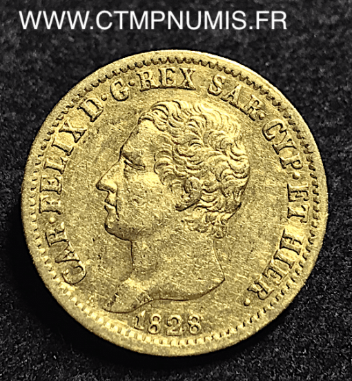 ITALIE 20 LIRE OR CHARLES FELIX 1828 TURIN