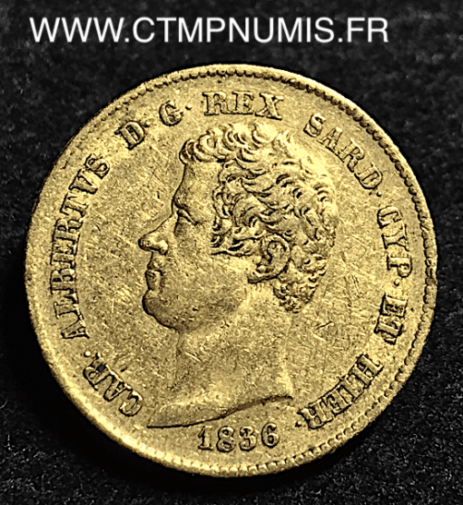 ITALIE 20 LIRE OR CHARLES ALBERT 1836 GENES