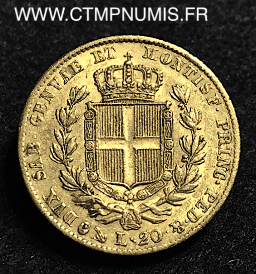 ITALIE 20 LIRE OR CHARLES ALBERT 1836 GENES