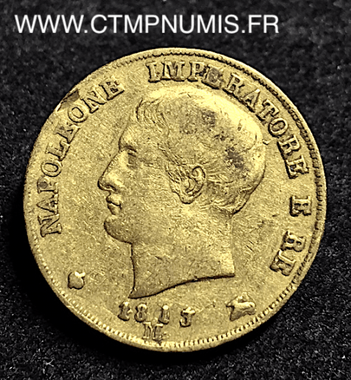 ITALIE 20 LIRE OR NAPOLEON I° 1813 M MILAN