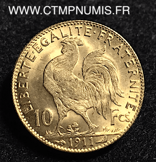 10 FRANCS OR COQ 1911 SPL