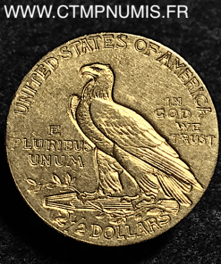 USA 2 1/2 DOLLAR TETE D'INDIEN OR 1908