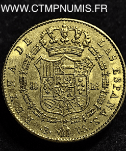 ESPAGNE 80 REALES OR ISABEL 1846 B BARCELONE