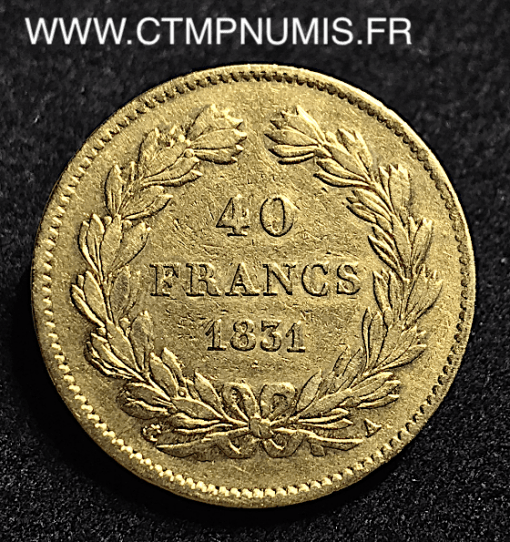 40 FRANCS OR  1831 A PARIS SANS ETOILE