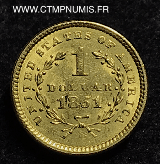 USA 1 DOLLAR OR 1851 TTB