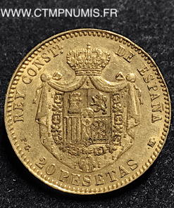 ESPAGNE 20 PESETAS OR ALPHONSE XIII 1892 (92)