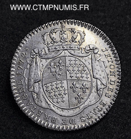 JETON ARGENT BRETAGNE LOUIS XV 1772 MORLAIX