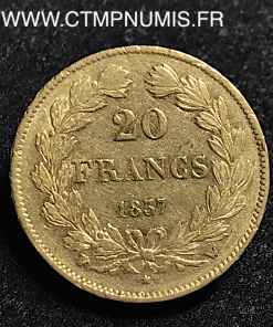 20 FRANCS OR LOUIS PHILIPPE I° 1837 W LILLE TTB 