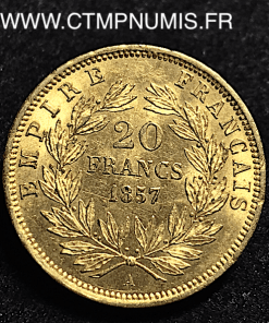 20 FRANCS OR NAPOLEON III 1857 A PARIS SUP
