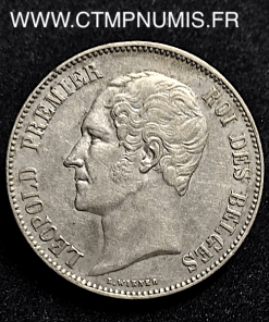 BELGIQUE 5 FRANCS ARGENT LEOPOLD I° 1865 TTB