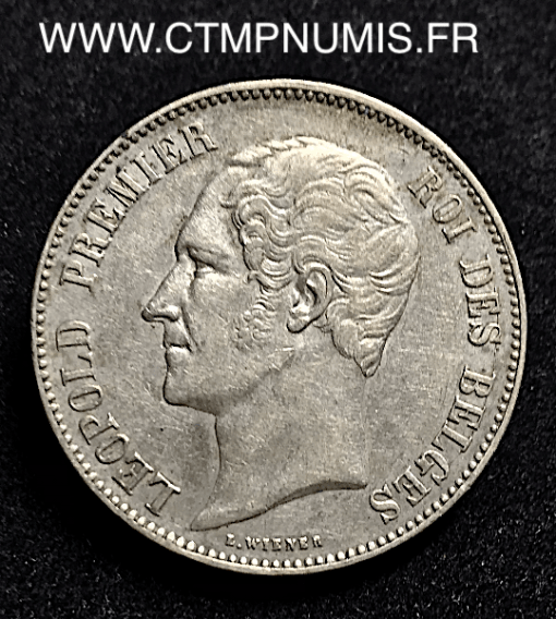 BELGIQUE 5 FRANCS ARGENT LEOPOLD I° 1865 TTB