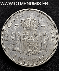 ESPAGNE 5 PESETAS ARGENT ALPHONSE XIII 1898