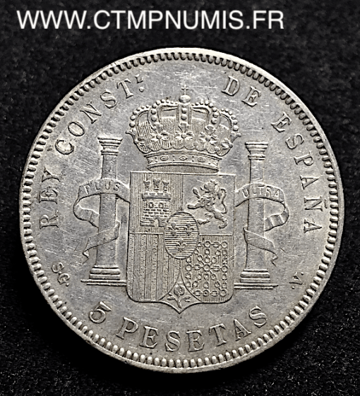 ESPAGNE 5 PESETAS ARGENT ALPHONSE XIII 1898