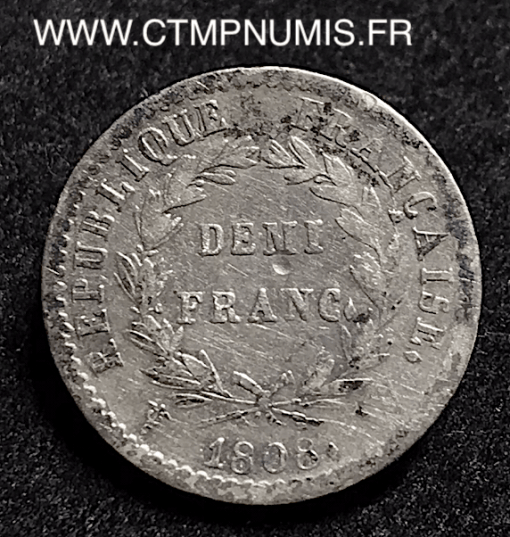 DEMI FRANC ARGENT NAPOLEON I°  1808 W LILLE