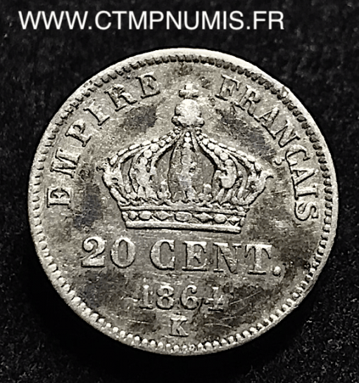 20 CENTIMES  NAPOLEON III 1864 K BORDEAUX