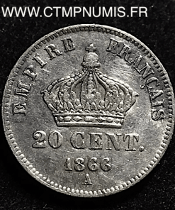 20 CENTIMES ARGENT NAPOLEON III 1866 A PARIS 