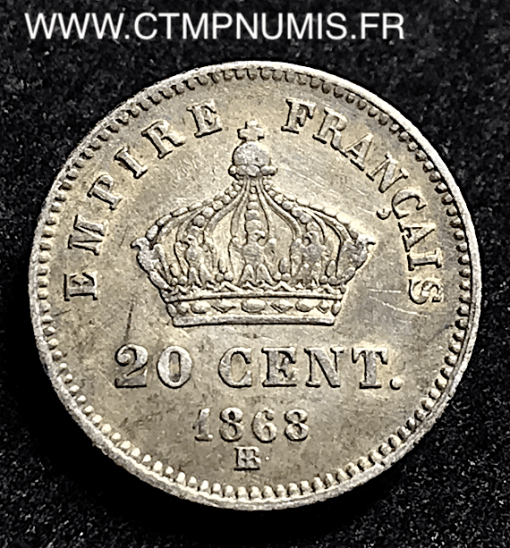 20 CENTIMES  NAPOLEON III 1868 BB STRASBOURG