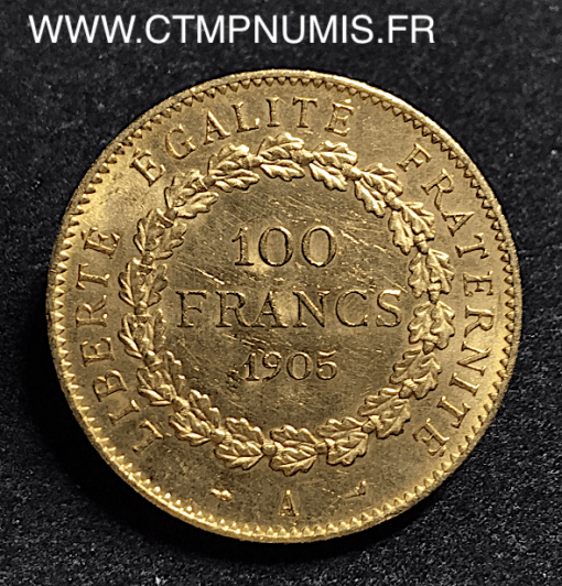100 FRANCS OR GENIE 1905 A PARIS TTB