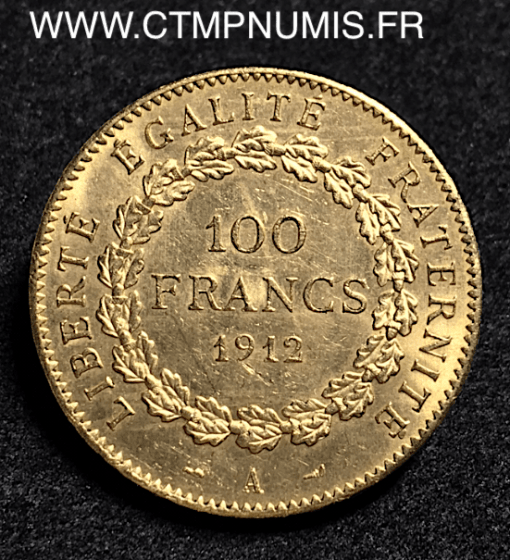 100 FRANCS OR GENIE 1912 A PARIS TTB+
