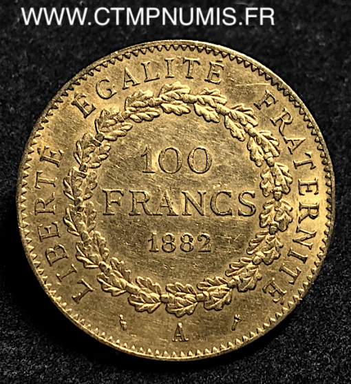 100 FRANCS OR GENIE 1882 A PARIS TTB