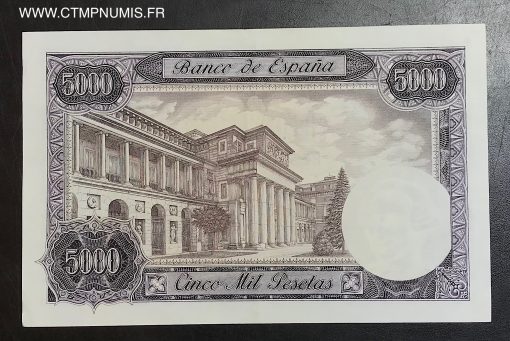 ESPAGNE BILLET 5000 PESETAS 1976 SANS SERIE