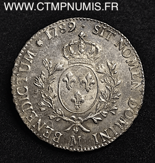 LOUIS XVI ECU ARGENT  1789 M TOULOUSE