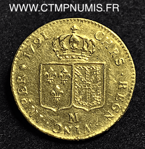 DOUBLE LOUIS D'OR BUSTE NU 1791 M TOULOUSE