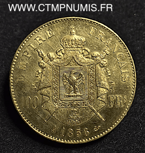 100 FRANCS OR NAPOLEON III TETE NUE 1856 PARIS