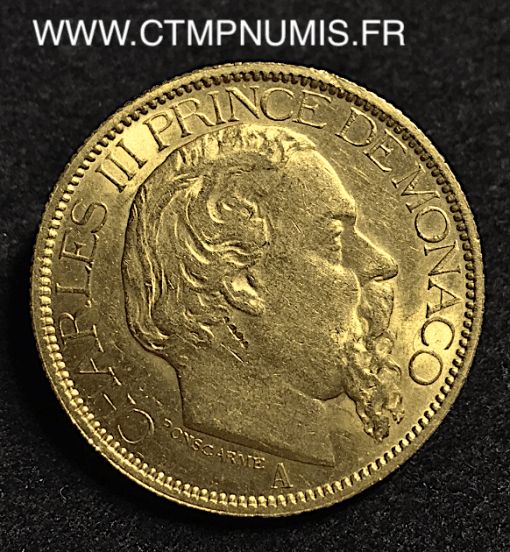 MONACO 100 FRANCS OR CHARLES III 1884 A PARIS